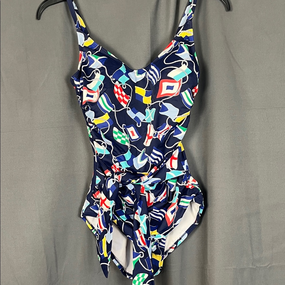 crown & ivy Navy Multicolor One-Piece Swimsuit